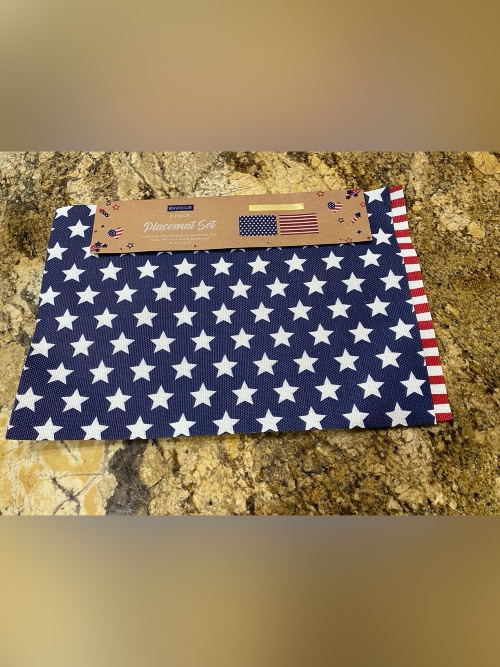 Envogue Flag Stars and stripes Wipe clean placemat set of 8 - Brand New
